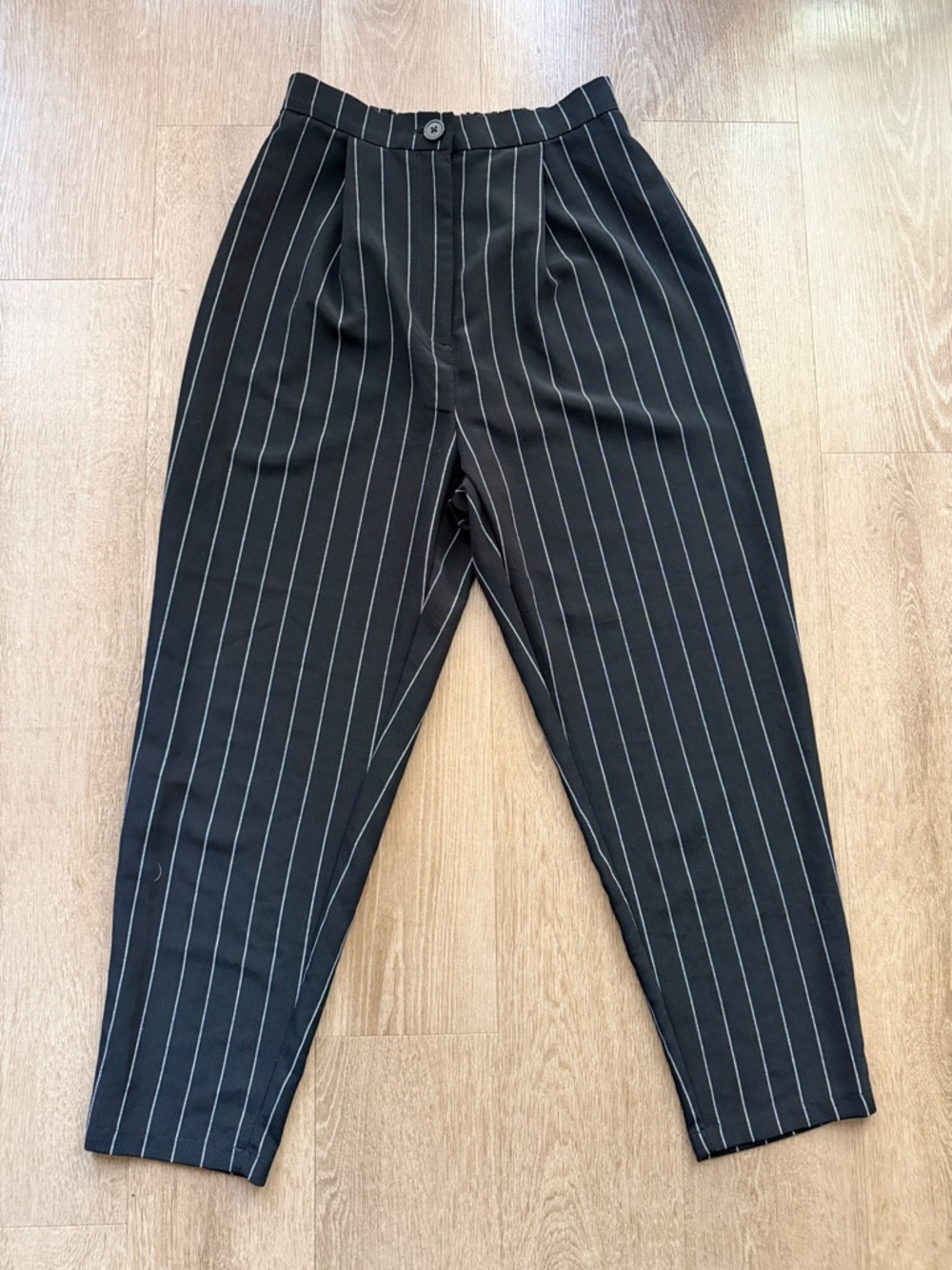Pinstripe High-Waist Ankle Length Pants